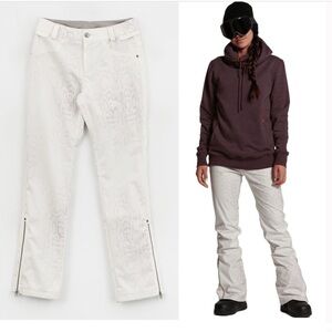 VOLCOM Battle Stretch Womens Bone Snake Snow Pants Size Large